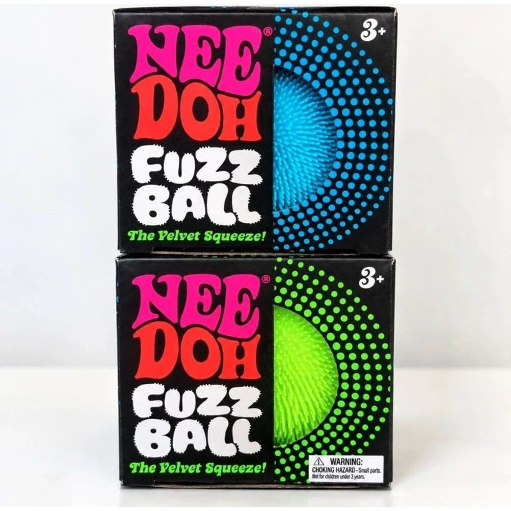 Both! Authentic NeeDoh Fuzz Ball Blue & Green 2-Pack Schylling NIB